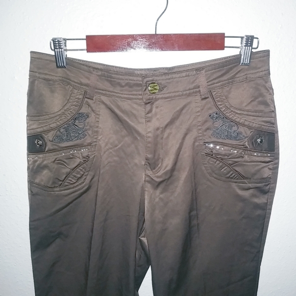 Red & Black 32x31 High Waisted Brown Rip Stop Pants - Picture 5 of 9